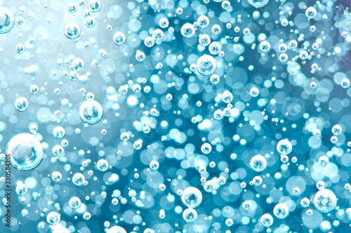 Cuadros en Lienzo Macro Oxygen bubbles in water on blured background, concept such as ecology