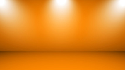 Wall Mural - Empty floor backdrop orange room studio gradient spotlight backdrop. Background for product