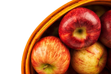 Wall Mural - Basket of apples, isolated on a white background Directly above.