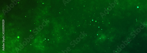 Fotomural Toxic green horizontal background with chaotic flying particles.