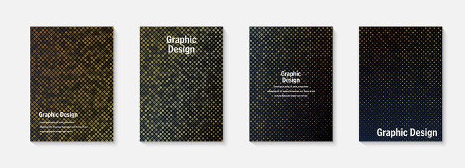 Aufkleber - Vector halftone cover design templates. Layout set for covers of books, albums, notebooks, reports, magazines. Dot halftone gradient effect, modern abstract design. Geometric mock-up texture.