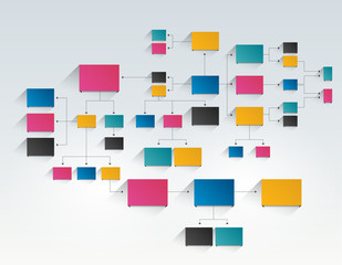 Wall Mural - Infographics flowchart. Colored shadows scheme.