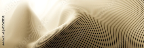 Fotomural Abstract fluid surface background, with wireframe lines