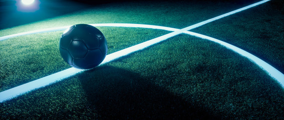 Wall Mural - Sports field with football illuminated at night