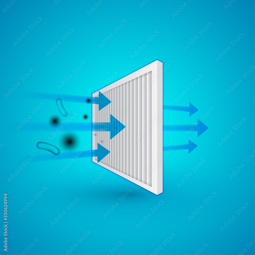 Air filter effect. Antibacterial, dust, solid particle filtration and ...