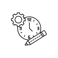 Poster - clock, pencil, gear icon. simple line, outline vector elements of time management for ui and ux, web
