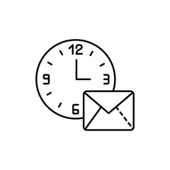 Poster - Clock, mail icon. Simple line, outline vector elements of time management for ui and ux, website or mobile application