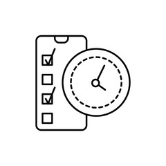 Poster - Clock, smartphone, check icon. Simple line, outline vector elements of time management for ui and ux, website or mobile application