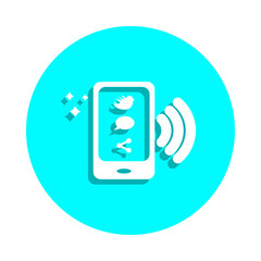 Poster - Online marketing, smartphone badge icon. Simple thin line, outline vector of online marketing icons for ui and ux, website or mobile application