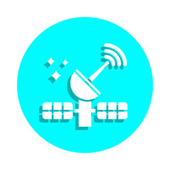 Poster - Online marketing, satellite badge icon. Simple thin line, outline vector of online marketing icons for ui and ux, website or mobile application