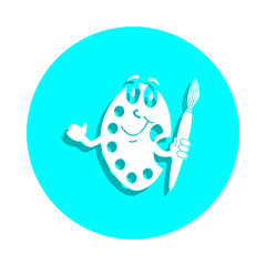 Poster - cute paint brush with palette badge icon. simple glyph, flat vector of toys icons for ui and ux, web