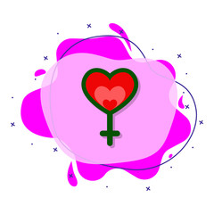 Sticker - Heart, woman symbol color liquid bacdge icon. Simple color vector of 8 march icons for ui and ux, website or mobile application