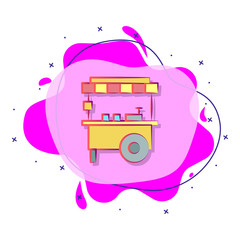 Poster - Stall with hot corn colored liquid bacdge icon. Simple color vector of circus icons for ui and ux, website or mobile application