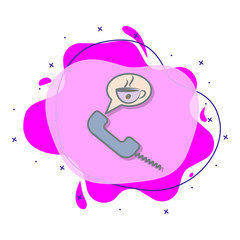 Poster - Order coffee on phone colored liquid bacdge icon. Simple color vector of coffee icons for ui and ux, website or mobile application