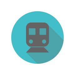 Poster - Railway, sign long shadow icon. Simple glyph, flat vector of transport icons for ui and ux, website or mobile application