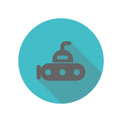 Poster - bathyscaph, submarine long shadow icon. simple glyph, flat vector of transport icons for ui and ux, 