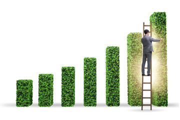 Businessman in green ecology growth concept