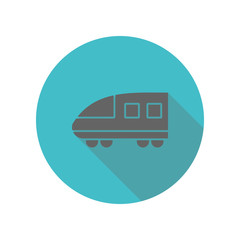 Poster - Modern high speed train long shadow icon. Simple glyph, flat vector of transport icons for ui and ux, website or mobile application