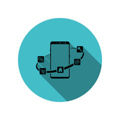 Poster - Smartphone, applications, home long shadow icon. Simple glyph, flat vector of mobile concept icons for ui and ux, website or mobile application