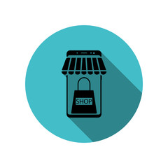 Poster - Smartphone selling long shadow icon. Simple glyph, flat vector of mobile concept icons for ui and ux, website or mobile application