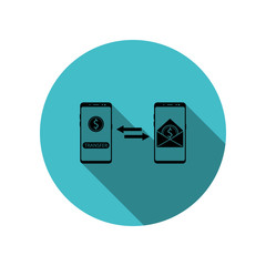 Poster - Smartphone bank notice long shadow icon. Simple glyph, flat vector of mobile concept icons for ui and ux, website or mobile application