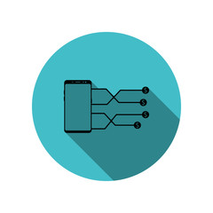 Poster - Smartphone, dollar, line long shadow icon. Simple glyph, flat vector of mobile concept icons for ui and ux, website or mobile application