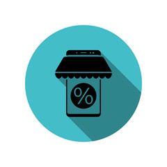 Poster - Smartphone discount sales long shadow icon. Simple glyph, flat vector of mobile concept icons for ui and ux, website or mobile application