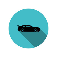 Poster - Sport car long shadow icon. Simple glyph, flat vector of transport icons for ui and ux, website or mobile application