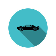 Poster - Muscle car long shadow icon. Simple glyph, flat vector of transport icons for ui and ux, website or mobile application