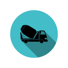 Poster - concrete truck mixer long shadow icon. simple glyph, flat vector of transport icons for ui and ux, w