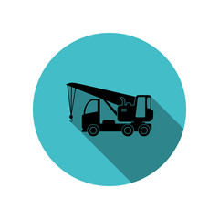 Poster - Truck crane silhouette long shadow icon. Simple glyph, flat vector of transport icons for ui and ux, website or mobile application