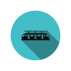 Poster - Tram long shadow icon. Simple glyph, flat vector of transport icons for ui and ux, website or mobile application
