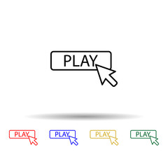 Fototapete - cursor play multi color icon. simple thin line, outline vector of online and web icons for ui and ux