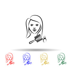 Poster - Hairdresser avatar multi color icon. Simple thin line, outline vector of mobile concept icons for ui and ux, website or mobile application