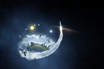 Wall Mural - space exploration concept . mixed media