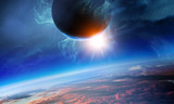 Fototapeta Kosmos - Space beauty on planet orbit.