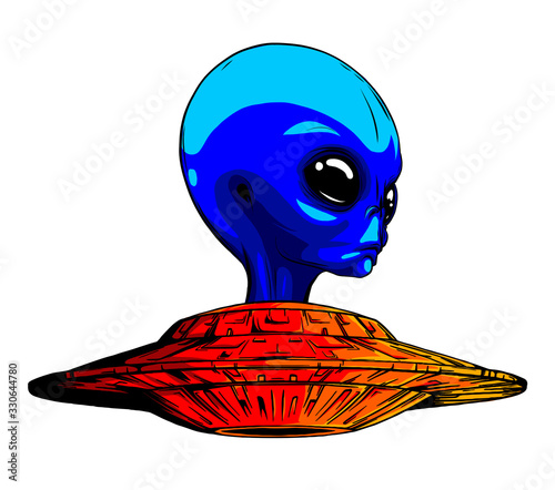 Cuadros en Lienzo Alien ufo invasion vector illustration design art