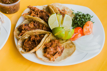 Wall Mural - mexican Tacos de Barbacoa, lamb taco with Cilantro and lemon in Mexico