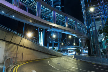 Poster - traffic in downtown district of Hong Kong city at night