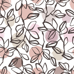 Canvas Print - Seamless pattern with hand drawn branches.