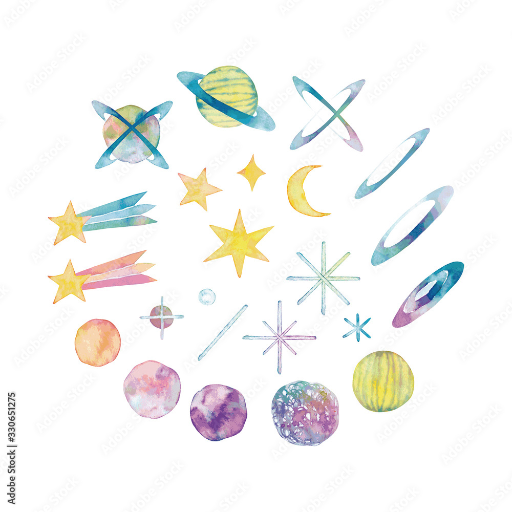 宇宙 星 アイコン セット 水彩 ベクター イラスト Astrology Wall Mural Astrolo Tada