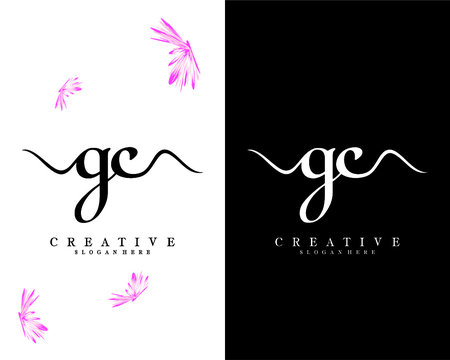 creative initial, letter GC, CG handwriting logo design vector