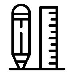 Poster - Pencil wood ruler icon. Outline pencil wood ruler vector icon for web design isolated on white background