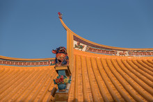 The Eaves Of Chinese Architecture Are Beautiful In Color And Style Under The Blue Sky