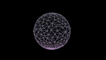 Poster - glitched holographic 3d sphere on dark background. holographic earth in digital plexus pattern. vapo