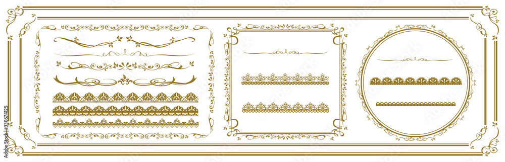 decorative gold frame set Vector - obrazy, fototapety, plakaty 