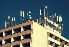 Microwave Transmitter Antennas On Rooftop