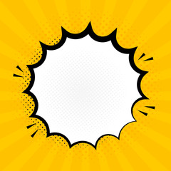 Poster - Explosion steam speech bubble pop art banner. Funny funky banner comics background.