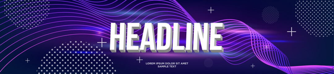 Wall Mural - Beautiful shining background in modern design and colors, bright banner template for web pages and print. Colorful landing page or headerlayout with digital wave. Vector, eps10