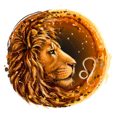 Wall Mural - leo is the sign of the zodiac. artistic, color, drawn image of the zodiac leo with a symbol and star